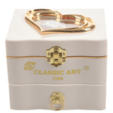 NEW ARRIVAL Classic Rotating Dancer Piano Music Box Clockwork Plastic Jewelry Box Girls Hand Crank Music Mechanism White