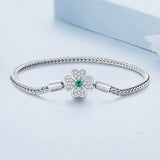 Green Zircon Lucky Four Leaf Grass Basic Bracelet
