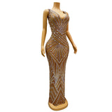 Banquet Style Fashionable Sexy Waist Tight Deep V Evening Party Personalized Dress