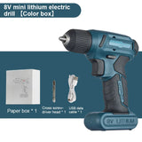 8V Electric Screwdriver Cordless Portable Drill Rechargeable Lithium Battery Mini Driver Household Power Tools