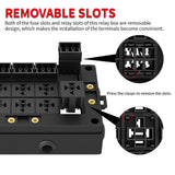 DaierTek 10 Car Relay 12V Box 15 Way Blade Fuse Holder For Automotive Marine With Termianls