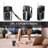 Mini Portable AM FM Radio Dual Band Pocket Radio MP3 Music Player Support Headphone Jack Telescopic Antenna