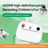 Kids Instant Printer 2.4 Inch Screen Dual Camera Timer Shooting 1080P Video Recording Thermal Inkless Printing