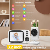 Wireless Baby Camera Monitor - 3.2 Inch TFT LCD Screen, Two-Way Talk, Room Temperature Detection
