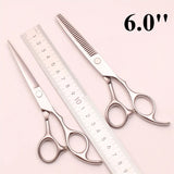 2Pcs 5.5" 6" 6.5" 7.0" 7.5" Hairdressing Scissors Cutting Shears Hair Thinning Pet Cat Dog Grooming Scissors 440C Barbers C1006