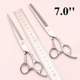 2Pcs 5.5" 6" 6.5" 7.0" 7.5" Hairdressing Scissors Cutting Shears Hair Thinning Pet Cat Dog Grooming Scissors 440C Barbers C1006