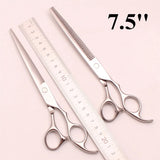 2Pcs 5.5" 6" 6.5" 7.0" 7.5" Hairdressing Scissors Cutting Shears Hair Thinning Pet Cat Dog Grooming Scissors 440C Barbers C1006