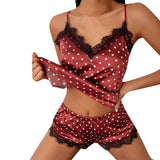2Pcs Fashion Women V-Neck Stretch Satin Lace Sexy Lingerie Bowknot Pyjamas Sleep Shorts Set Pijama Suit Sexy Nightdress Women
