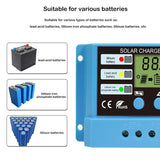 10A 20A 30A Lithium iron lifepo4 Battery Charger Regulators Stabilizers 12V 24V Auto Dual USB PWM Solar Charge Controller