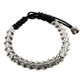 Sterling Silver Thorny Snake Bone Adjustable Vintage Woven Rope Bracelet