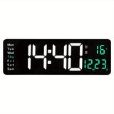 1pc Large-Digital-Wall-Clock - 39.67 Cm Digital Wall Clocks Large Display With Remote Control, 12/24Hr Format, Automatic Brightness Alarm Clock With Temperature, Date, Week For Living Room Office Decor