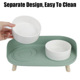 Protects Cat's Vertebra Food and Water in One-desigh Dog Cat Double Bowl Cat Bowl Feeds Semi Enclosed Anti Spill Raised