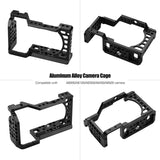 Aluminum Alloy Camera Cage Rig With Cold Shoe Mount 1/4 3/8 Threaded Holes For Sony A6100 A6400