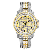 PINTIME Men's Watches Luxury Iced Out Diamond Dial Stainless Steel Relogio Waterproof 3br Fashion Quartz Wristwatch Reloj Hombre
