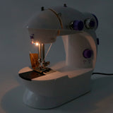 Mini Portable Sewing Machine Foot Pedal Straight Line Hand Table Two Thread Kit Electric Household Night Light 220V