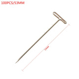 100PCS 27/32/38/45/51/53MM Stainless Steel T-Pins For Wigs Making/Display On Foam Head T-Pins Sewing Hair Needles Styling Tool