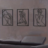 Metal carving, artistic female wall line, hanging on 3PC at home