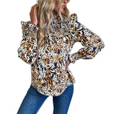 Fashion Women's Wear Leopard-print Long-sleeved Shirt