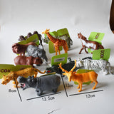 12Pcs Wild Animals Toy Model Plastic Simulated Lion Giraffe Tiger Crocodile Elephant Realistic Children's Educational Toys