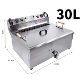 Electric 220V Deep Fryer For Chips Chicken Large Capacity 20L 30L Frying hine with Oil Drain Faucet 6000W