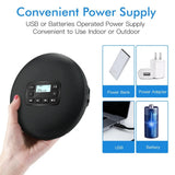 Portable CD Player for Home Travel Car with Stereo Earphones and Anti Shock Protection-Black