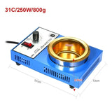 100/150/250/300W Solder Pot Tin Melting Furnace Thermoregulation Soldering Desoldering Bath 200~450 Centigrade+Universal Adapter