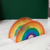 Acrylic Rainbow Pen Holder Desk Organizer Pen Holder 5 Compartments Desk Pen School Home Office Stationery Cosmetics Storage Box
