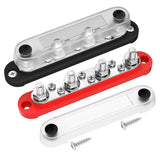 DaierTek 12V Distribution Block 6 #8 (M4) Screw 4 x 5/16" (M8) Terminal Stud Marine Battery Bus Bar