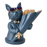 Home Decor Figurine Miniature French Bulldog Sculpture Desktop Flower Vase Table Decoration Modern Decorative Statue