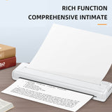 Portable Wireless Inkless A4 Thermal Printer - Supports 8.26''x11.69'' Paper, BT Connectivity for Office, Car, Home, Travel.