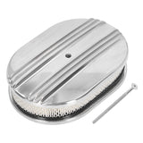 Cleaner Half Finned Polished Aluminum Alloy Fits for 5 1/8in Carburetors Oval 12in Car Air Filter