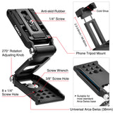Metal Phone Holder Clamp Portable Z-Shape with Cold Shoe SmartPhone Tripod Mount Clip for Tiktok Vlog Photography Video Light