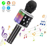 Wireless karaoke microphone, Bluetooth handheld portable speaker, home KTV player with LED dance recording function, children's