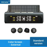 Car with display four wheel external wireless solar tire pressure monitor