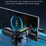 Car Bluetooth 5.0 MP3 Player PD/QC3.0 FM Transmitter Wireless Handsfree Car Kit Dual USB Fast Charger Support U Disk Play