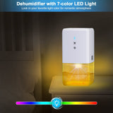 Portable Mini Wardrobe Dehumidifier - 1.1L Capacity, Low Noise with LED Light & Automatic Purification