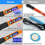 Handskit 90W Digital Display Soldering Iron Set Internal Heating Thermostat Adjustable Temperature Lcd Digital Display Soldering Iron With Switch With Hibernation Iron