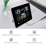 Sunrise and Sunset Weather Station Alarm Clock Thermometer Hygrometer Touch Screen Operation with Wireless Outdoor Sensor