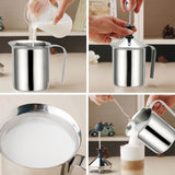 1pc 400/800ML Manual Milk Frother Foam Maker Stainless Steel Thickened Double Mesh Cream Milkshake Coffee Cappuccino Beater