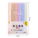 Color Highlighter Square Pen Barrel 6-piece Set of Soft Nib Head Pastel Highlighters Fluorescent for Students