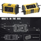 FOXSUR Fully Automatic 12V/6A Pulse Repair Maintenance LCD Display Smart Car Battery Charger for Gel Lead Acid