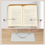 360°Rotating Base Holder for Reading Hands Free Foldable Book Display with Paper Clips Wood Panel Stand