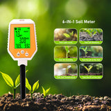 6in1 Soil Tester pH/EC/Moisture/Light/Humidity/Temp High Accuracy Digital Hygrometer pH Meter for Gardening Farming