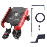 12-24V Motorcycle Phone Charger QC 3.0 Handlebar/ Rear-View Mirror 4-7 Inch Cellphone Holder with Aluminium Mount Base