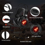 Somic Wired Gaming Headset 7.1 Channel Professional Vibrating LED Light USB Interface Surround Sound Headphone Black