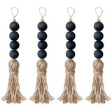 Closet Art Craft Farmhouse Rustic Wood Bead Garland Home Decor Hanging Drawer Knob Gift Pendant Door Handle with Tassels