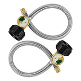 15 Inch RV Propane Hose Pigtail with Gauge for 5-40Lb Tanks 2 Pack