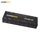Doremidi Hub-8 6X6 Midi Interface Host X2 for Midi Keyboard Piano Keyboard Instrument Cable Midi Hub Box 96 Channels