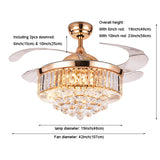 chandelier 42 inches Crystal Ceig Fan With Light ceig fan light led remote controller