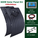 600W 300W Solar Panel+60A Controller 18V Flexible Monocrystale Solars Cell Power Charge for Outdoor Camping Yacht Car RV Boat